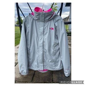 North Face Resolve jacket, light grey/pink, size XL